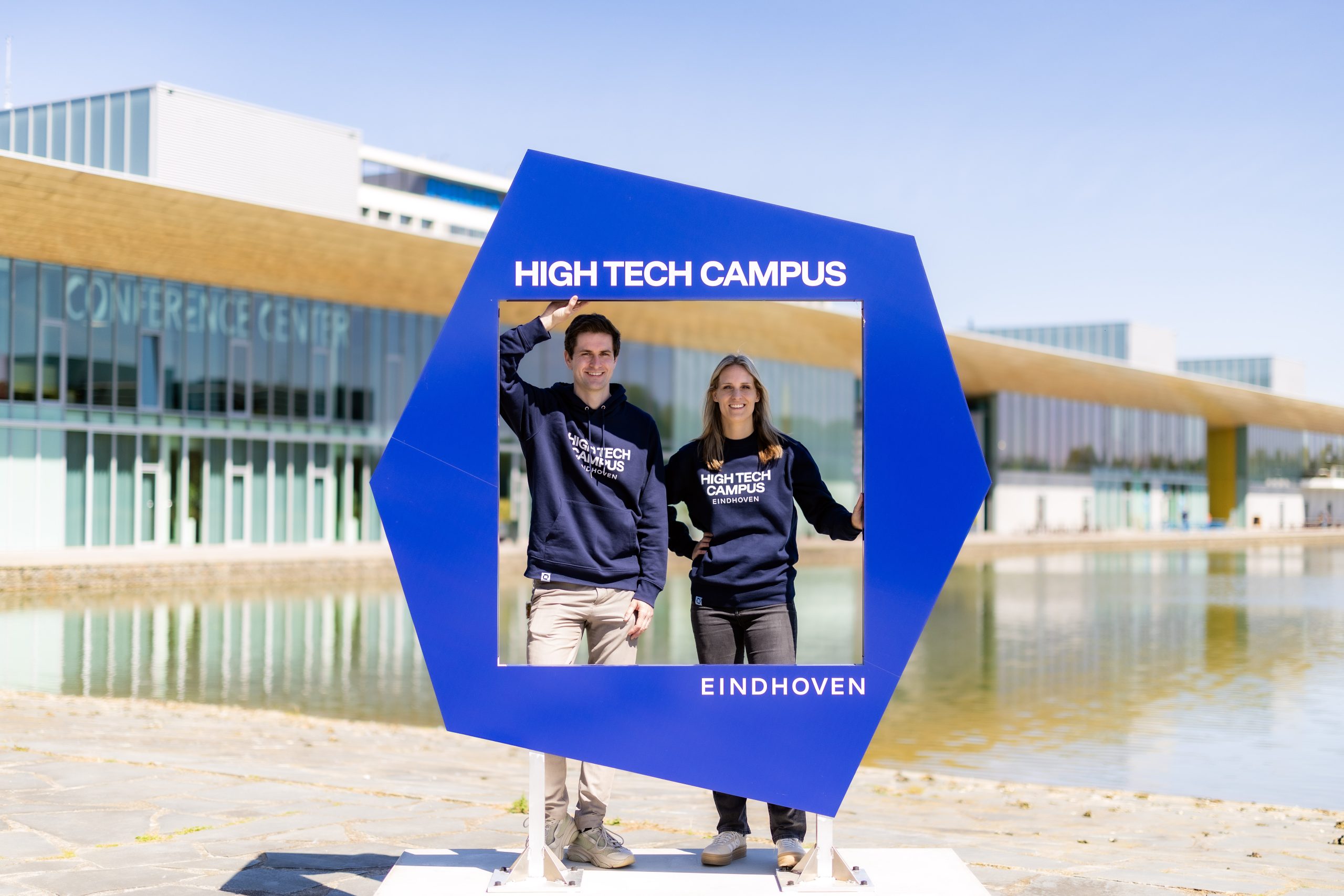 Man and woman in photo frame at High Tech Campus