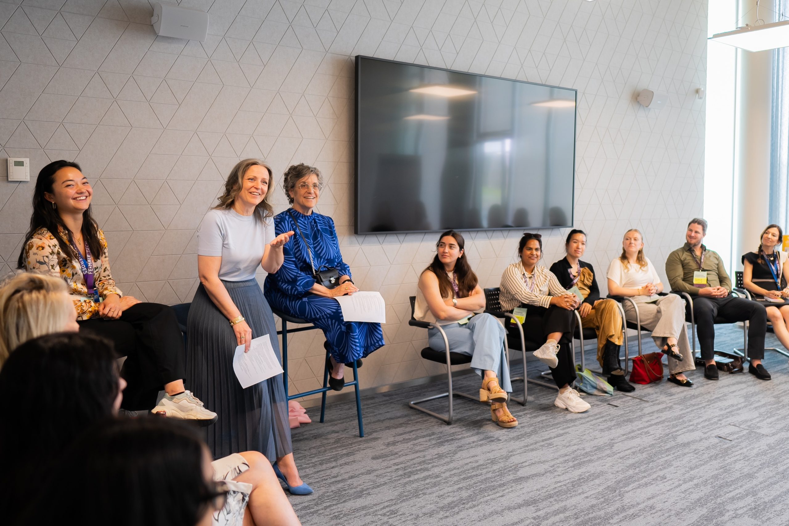Two women leading a workshop